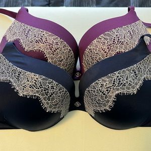 Victoria secret purple and blue push up bras
